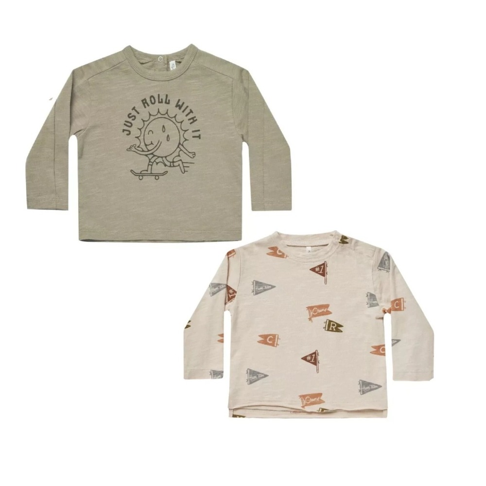RYLEE & CRU NWT Just Roll With It Pennants lot of 2 Tees boys 8-9y